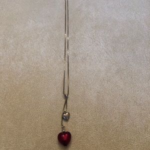Glass red heart necklace